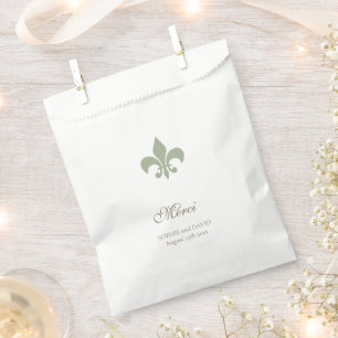 Regency Green French Fleur de Lis Wedding Merci Favour Bag