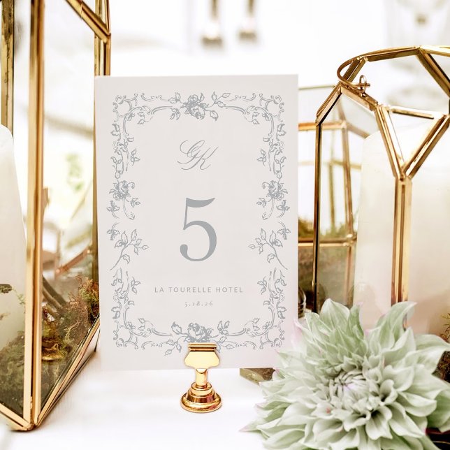 Regency Monogram Wedding Table Number Card (Regency Monogram Wedding Table Number Card)