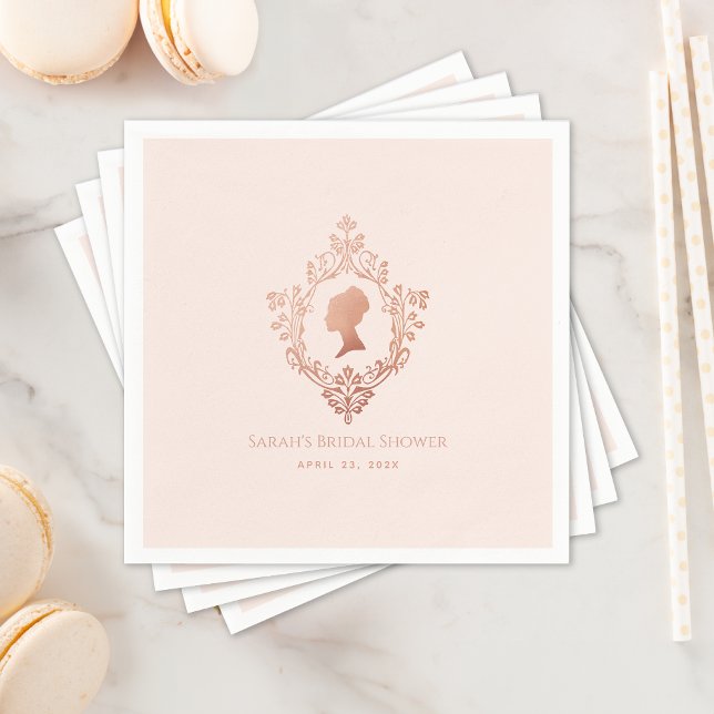 Regency Pink Elegant Vintage Crest Bridal Shower Napkin (Creator Uploaded)