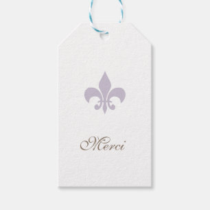Regency Purple French Fleur de Lis Merci Wedding Gift Tags