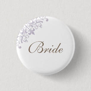 Regency Purple French Fleur de Lis Script Bride 1 Inch Round Button