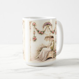 Regency Rose Garden Reading Lady Coffee Mug