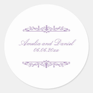 Regency Style Purple & White Wedding Sticker
