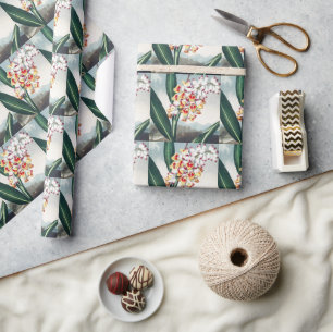 Regency Style White Yellow Exotic Floral Decor Wrapping Paper