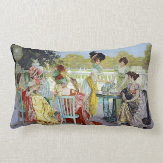 Regency Tea Party With The Aristocratic Ladies Lumbar Pillow