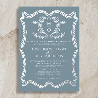 Regency Vintage Crest Formal Dusty Blue Wedding