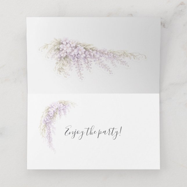 Regency Wisteria Wedding Place Cards (Inside Unfolded)
