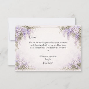 Regency Wisteria Wedding Thank You Card