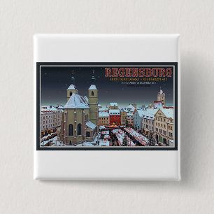 Regensburg Christkindlmarkt on the Neupfarrplatz 2 Inch Square Button