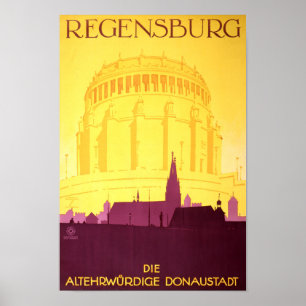 Regensburg Germany Vintage Travel Poster