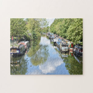 Regent's Canal Boats London United Kingdom UK Jigsaw Puzzle