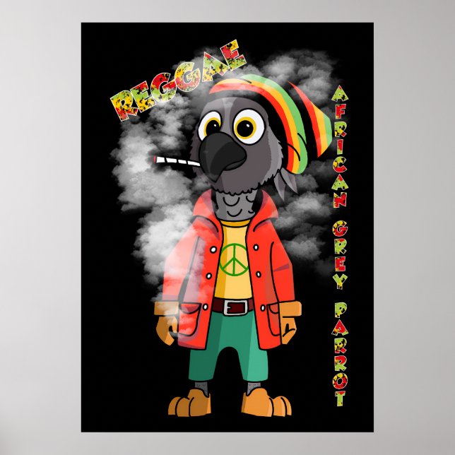 Reggae African Grey parrot  Poster (Front)