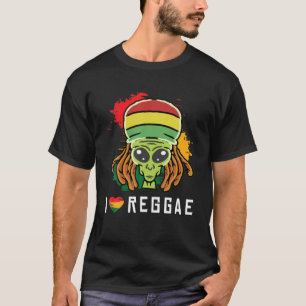 Reggae Alien Rastafari Dreadlocks Reggaeton Jamaic T-Shirt