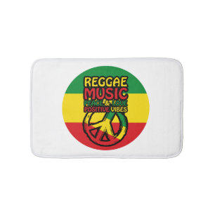 Reggae and Peace Symbol with positive quotes Bath Mat