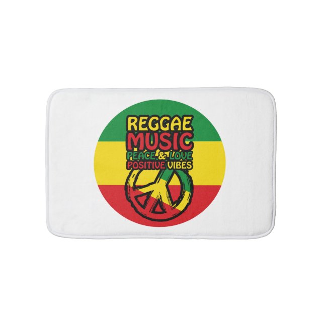 Reggae and Peace Symbol with positive quotes Bath Mat (Front)