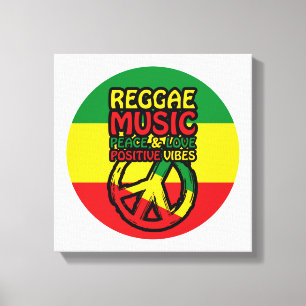 Reggae and Peace Symbol with positive quotes Canvas Print