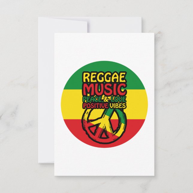Reggae and Peace Symbol with positive quotes Card (Front)