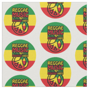 Reggae and Peace Symbol with positive quotes Fabric