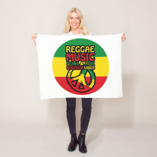 Reggae and Peace Symbol with positive quotes Fleece Blanket