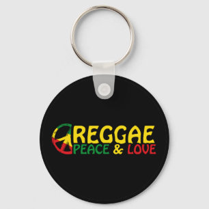 Reggae art with positive words Peace and Love Keychain