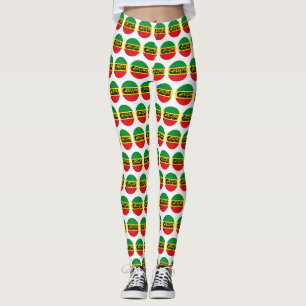Reggae art with positive words Peace and Love Leggings
