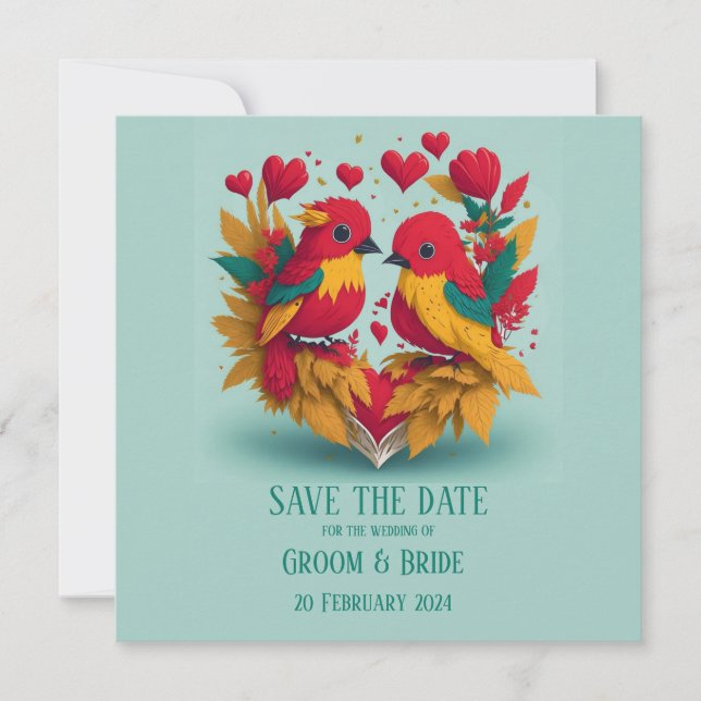 Reggae Birds Save The Date Invitation (Front)