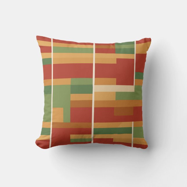 Reggae Boho Abstract Line Art Pattern Throw Pillow (Front)