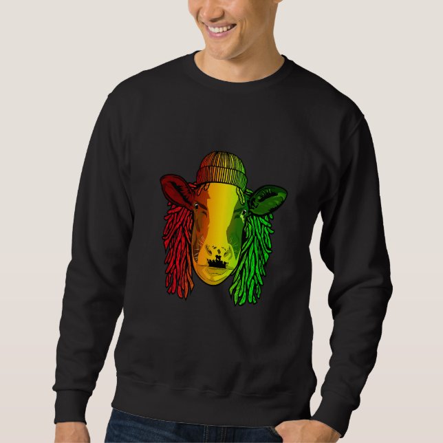 Reggae Cool Cow Beef Dreads Dreadlocks Ox Rasta Sweatshirt (Front)