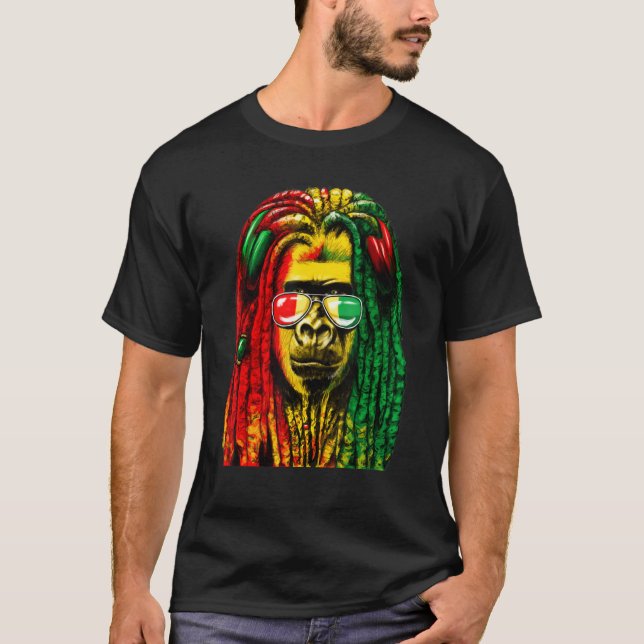 Reggae  Cool Gorilla  Dreadlocks  Rasta  Dreads  R T-Shirt (Front)