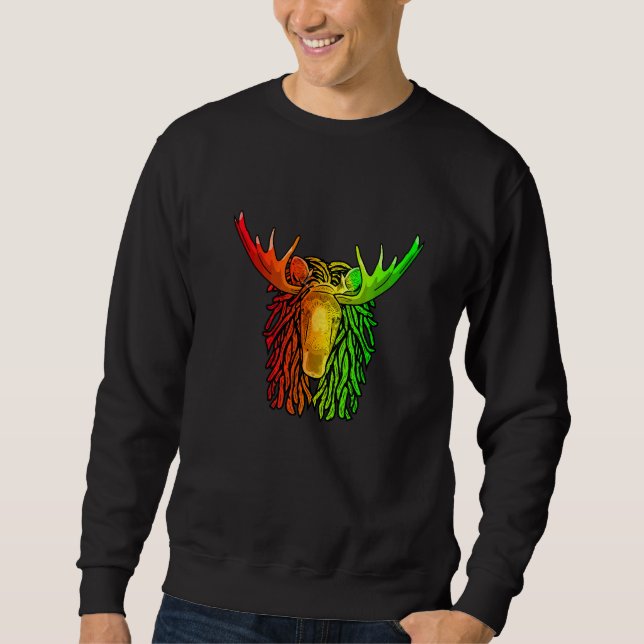 Reggae Cool Moose Dreadlocks Rasta Dreads Rastafar Sweatshirt (Front)