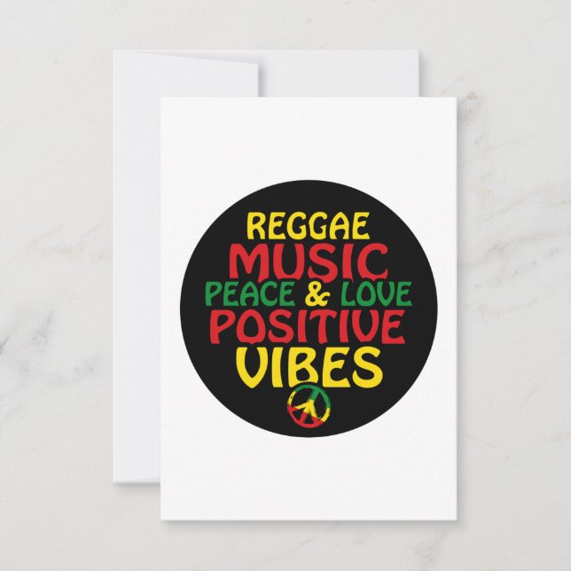 Reggae design with positive quotes and reggae flag card (Front)
