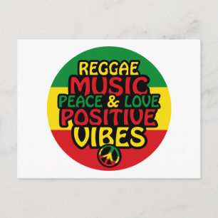 Reggae design with positive quotes and reggae flag postcard