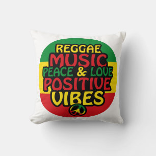 Reggae design with positive quotes and reggae flag throw pillow