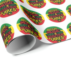 Reggae design with positive quotes and reggae flag wrapping paper