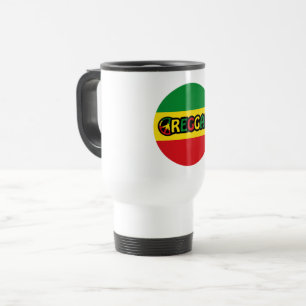 Reggae design with reggae flag colours travel mug
