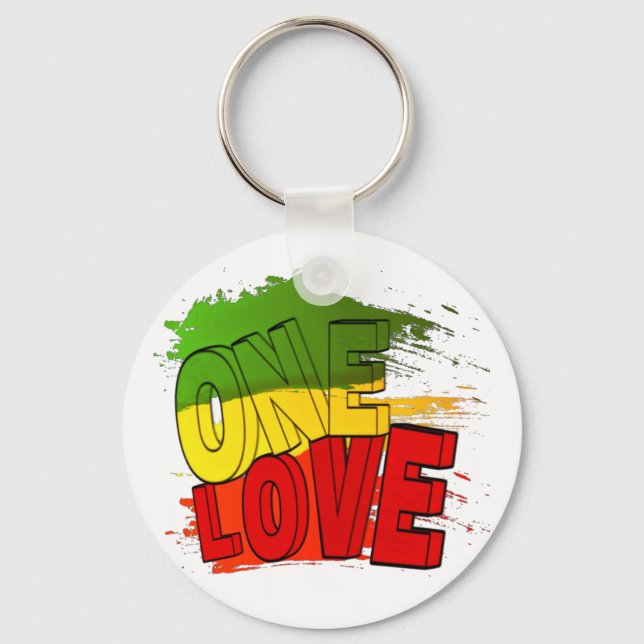 Reggae flag, One Love, Rasta Keychain (Front)
