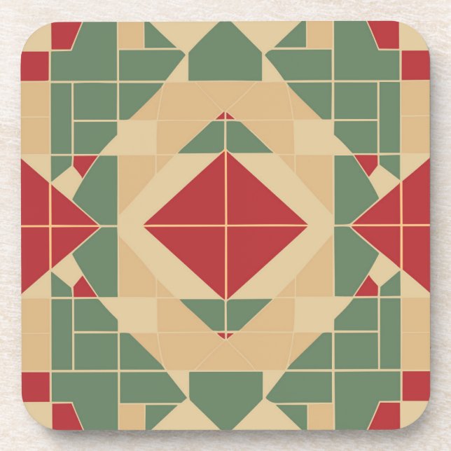 Reggae Geometric Pastel Tile Coaster (Front)