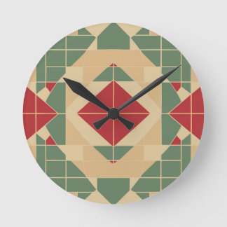 Reggae Geometric Pastel Tile Round Clock