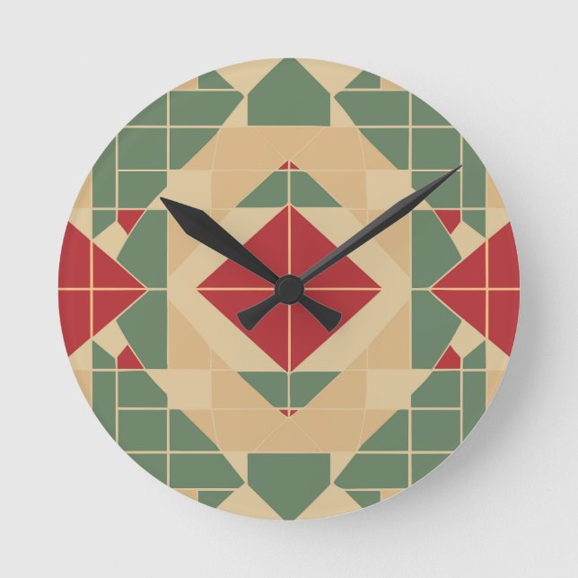 Reggae Geometric Pastel Tile Round Clock (Front)