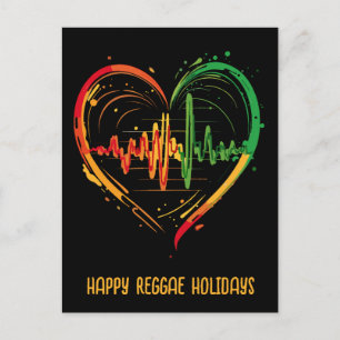 Reggae Heart Beat  Customizable Holiday Postcard
