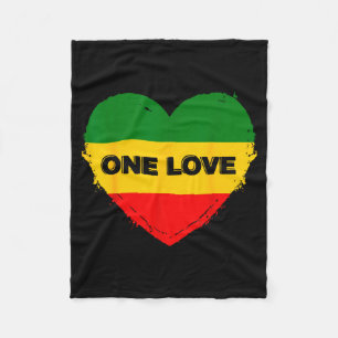 Reggae Heart One Love Rasta Reggae Music Rastafari Fleece Blanket