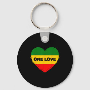 Reggae Heart One Love Rasta Reggae Music Rastafari Keychain