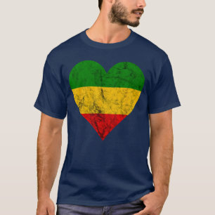 Reggae Heart Rastafarian Rasta Jamaica Reggaeton M T-Shirt