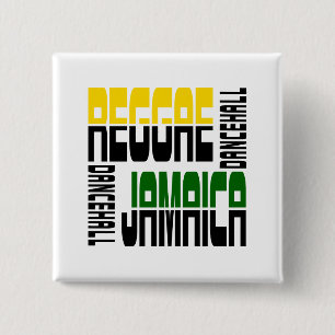 Reggae Jamaica Dance Hall Cube, 3 Colours 2 Inch Square Button