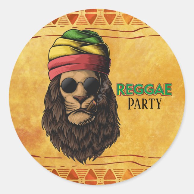 Reggae Jamaican Birthday Party Classic Round Sticker (Front)