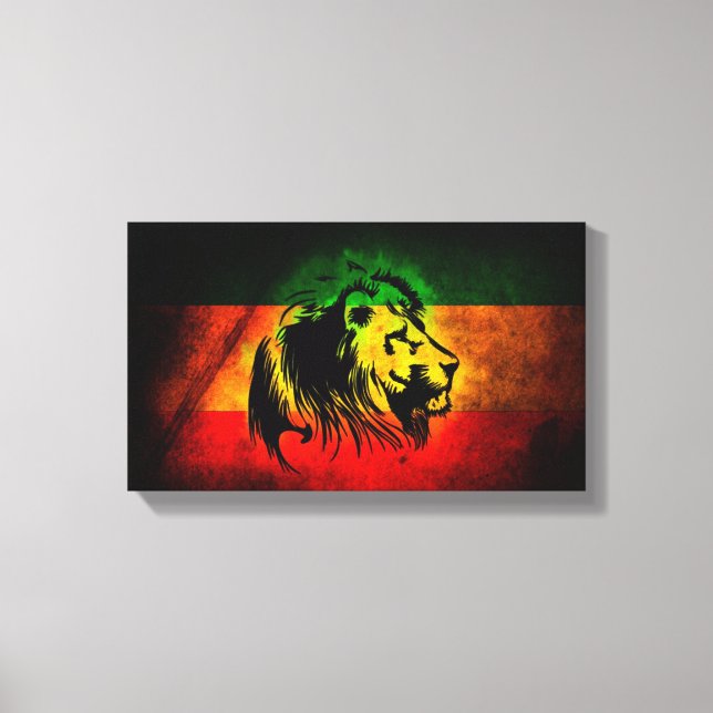 Reggae Lion Red Yellow Green Artistic Canvas Print (Front)