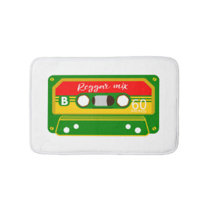 Reggae mix tape cassette 80's bath mat