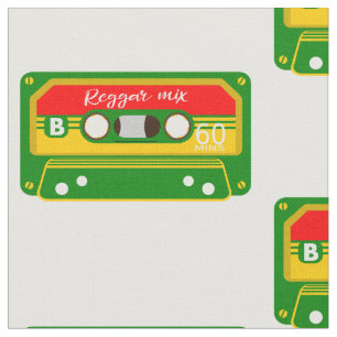 Reggae mix tape cassette retro fabric