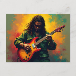 Reggae music art postcard