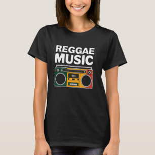Reggae Music Boombox Retro Vintage Roots Rasta Gra T-Shirt